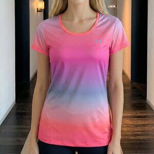 Under Armour Pink and Blue Ombré Fitted Short Sleeve Tee | Women’s Size Small